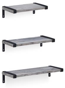 Wandregal Industrial 3er Set Schwarz - Grau - Holzwerkstoff - Metall - Kunststoff - 42 x 9 x 16 cm