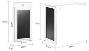 Table murale Pliable FWT20-W Blanc - Bois manufacturé - 50 x 76 x 75 cm