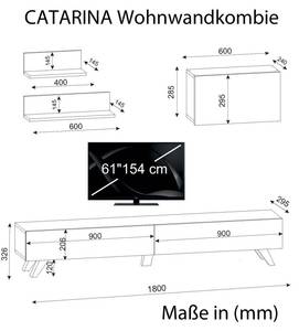 Wohnwand Caterina Weiß Walnuss Weiß - Holzwerkstoff - 180 x 34 x 39 cm