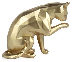 Harz-Skulptur Facettierter Katze Gold