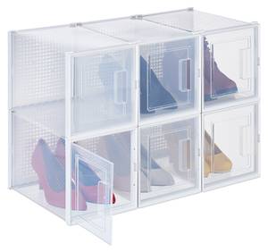 6x Boîtes à chaussures pour talons hauts Blanc - Matière plastique - 21 x 22 x 33 cm