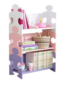 Kinder Holz Bücherregal Puzzle Pink