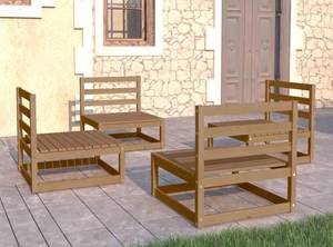 Salon de jardin (lot de 4) 3009867-1 Marron - Marron chevreuil