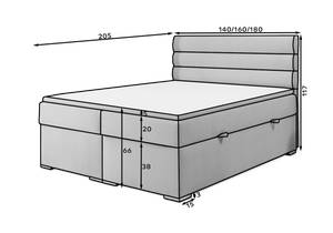 Boxspringbett VIVANTA Grau - Breite: 160 cm