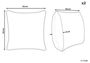 Kissen 2er Set KANPAS Grau - Weiß - Naturfaser - 50 x 8 x 50 cm