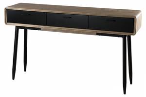 Console 3 tiroirs bois et métal noir Noir - En partie en bois massif - 35 x 80 x 140 cm
