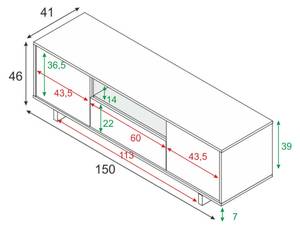 Fernsehschrank Visalia Braun - Holzwerkstoff - 150 x 46 x 41 cm