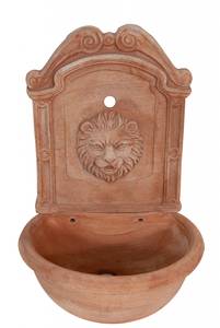 Fontaine murale Lion Marron - Céramique - Pierre - 36 x 64 x 45 cm