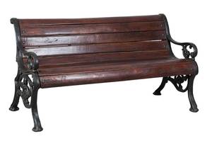 Banc en Bois Noir - Marron - Métal - Bois massif - 65 x 77 x 145 cm