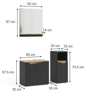 Badmöbel-Kombination Marelle 47692 Anthrazit - Eiche Sand Dekor