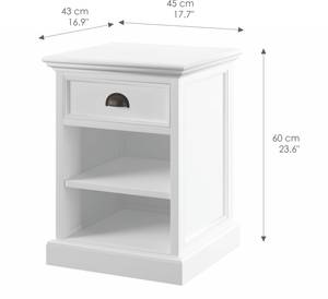 Table de chevet Halifax Blanc - En partie en bois massif - 45 x 60 x 43 cm