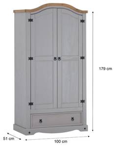 Kleiderschrank RAMON Grau - Massivholz - Holzart/Dekor - 100 x 179 x 51 cm