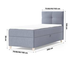 Einzelbett Boxspringbett Anter Mini Nachtblau - Breite: 80 cm - Bettkasten rechts