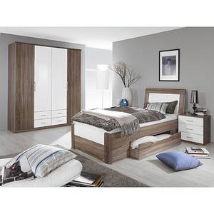 Schuifdeurkast Arona Havanna eikenhouten look/hoogglans wit Delft I kastbreedte: 181cm 4-deurs