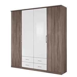 Schuifdeurkast Arona Havanna eikenhouten look/hoogglans wit Delft I kastbreedte: 181cm 4-deurs