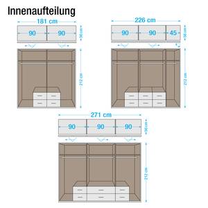 Falttürenschrank Arona Eiche Havanna Dekor/Hochglanz Weiß - Schrankbreite: 181 cm - 4-türig