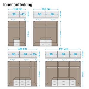 Vouwdeurkast Ellwangen San Remo eikenhouten look/hoogglans wit - BxH: 271x212cm - 6-deurs