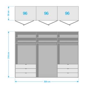 Falttürenschrank Loft III Glas Magnolie / Trüffeleiche Dekor