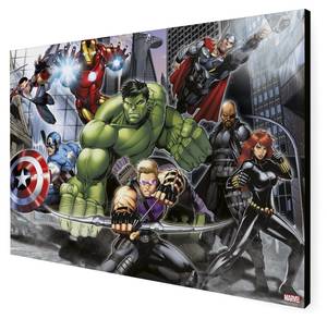 Leinwand Avengers Im Kampf Holzwerkstoff - Textil - Holz teilmassiv - 50 x 50 x 70 cm