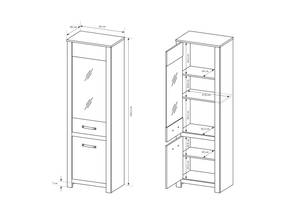 Vitrinenschrank SAND 62 LED Beige - Grau - Holzwerkstoff - Kunststoff - 62 x 197 x 40 cm