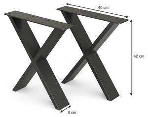 Pieds de table Loft 40x42cm lot de 2 Noir - Métal - 40 x 42 x 8 cm