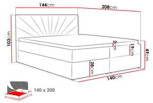 Boxspringbett Top 4 Rot - Breite: 144 cm