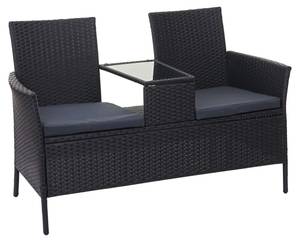 Poly-Rattan Sitzbank mit Tisch E24 Schwarz - Grau