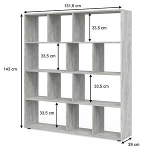 Etagère Pilar béton & 12 comparti Gris