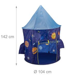 Kinderzelt mit Weltraum Motiv Blau - Gelb - Kunststoff - Textil - 135 x 142 x 104 cm