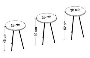 Beistelltisch 3er Set Marmoroptik Schwarz - Holzwerkstoff - 38 x 52 x 38 cm