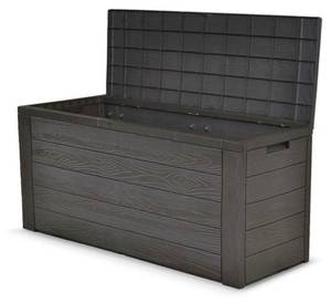 Auflagenbox Holz Optik Grau - Kunststoff - 120 x 58 x 46 cm
