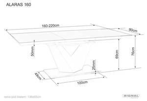 Table de salle à manger Alaras III Blanc - Bois manufacturé - 220 x 76 x 90 cm