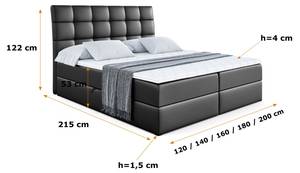 Boxspringbett APO Hochglanz Schwarz - Breite: 120 cm - H3