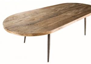 Table basse ovale en teck recyclé Marron - Bois massif - 50 x 35 x 120 cm