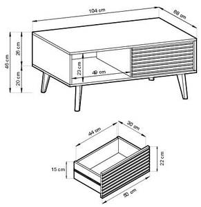 Table basse WILLOW CT104 Beige - Bois manufacturé - Matière plastique - 104 x 48 x 68 cm