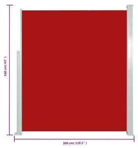 Auvent latéral 3016425-4 Rouge - Métal - Textile - 300 x 160 x 1 cm