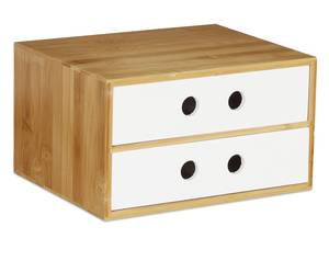 Schreibtisch Organizer 2 Schubladen Braun - Weiß - Bambus - Holzwerkstoff - 25 x 14 x 20 cm