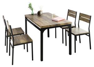 Table + 4 Chaises OGT28-N+FST72-Nx4 Marron - Bois manufacturé - 110 x 76 x 70 cm