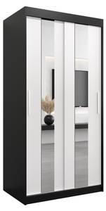 Armoire à portes coulissantes Pole Noir - Blanc - Largeur : 100 cm - 2 porte