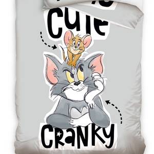 Bettwäsche Tom und Jerry Schwarz - Grau - Textil - 135 x 200 x 1 cm