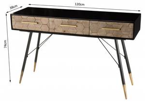 Console noire 3 tiroirs en sapin Beige - En partie en bois massif - 38 x 74 x 120 cm