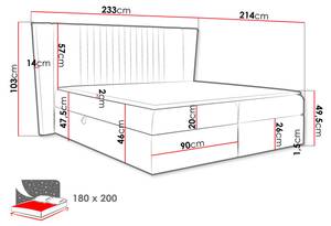 Boxspringbett Spark Grau - Breite: 233 cm