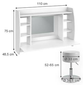 Schminktisch Max Weiß - Holzwerkstoff - 110 x 75 x 48 cm