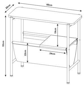 Beistelltisch Samnanger Schwarz - Holzwerkstoff - Metall - 28 x 53 x 60 cm