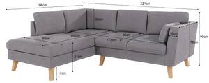 Ecksofa Honey Grau - Ecke davorstehend links