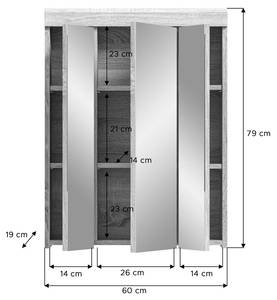 Spiegelschrank Lambada Braun - Holz teilmassiv - 60 x 79 x 18 cm