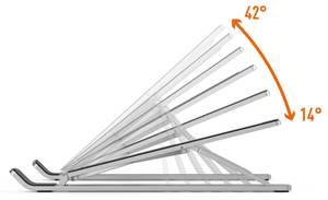 Laptopständer FOLD Silber - Metall - 17 x 14 x 24 cm
