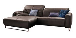 Ecksofa mit Sitztiefenverstellung YORK Armlehne davorstehend links - Ecke davorstehend links - Silber