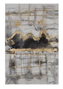 Tableau peint Extraordinary Mirage Noir - Gris - Bois massif - Textile - 60 x 90 x 4 cm