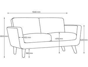 TAGIO II Sofa 2 Personen Massivholz - 153 x 80 x 88 cm